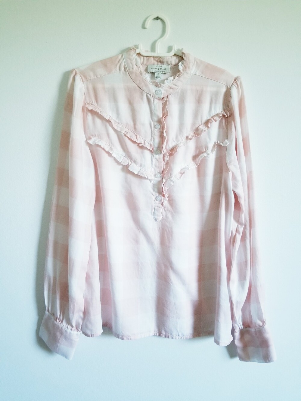 Lucky Brand Pale Pink Ruffle Collar Blouse